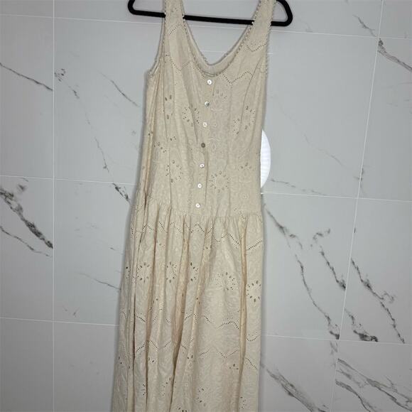 House of Harlow 1960 Beige Embroidered Cotton Midi Dress 8 viral coastal summer - Picture 2 of 16
